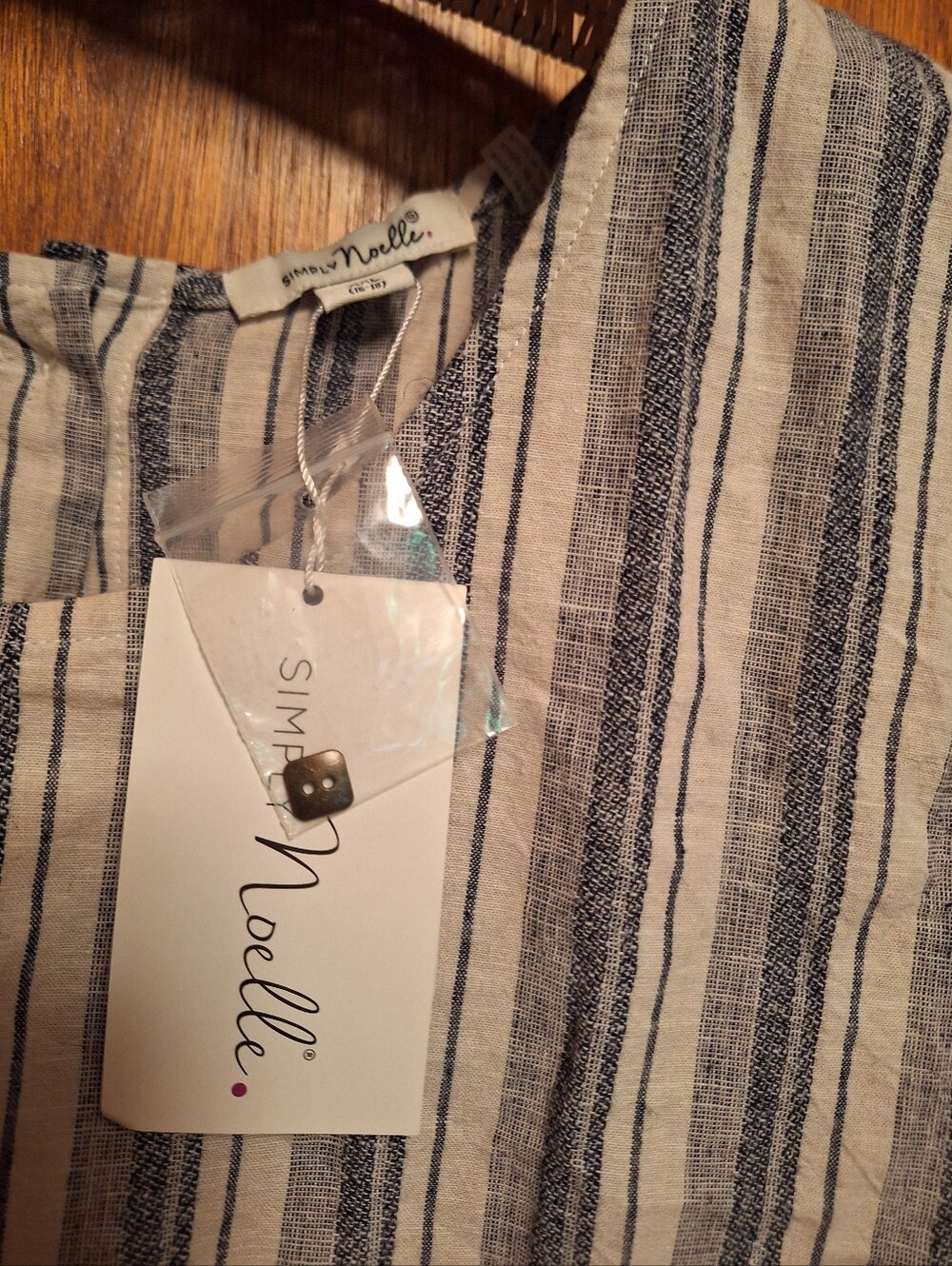 Simply Noelle Linen Blend Sleeveless Button Back Striped Tunic Top XXL NWT - Picture 5 of 5